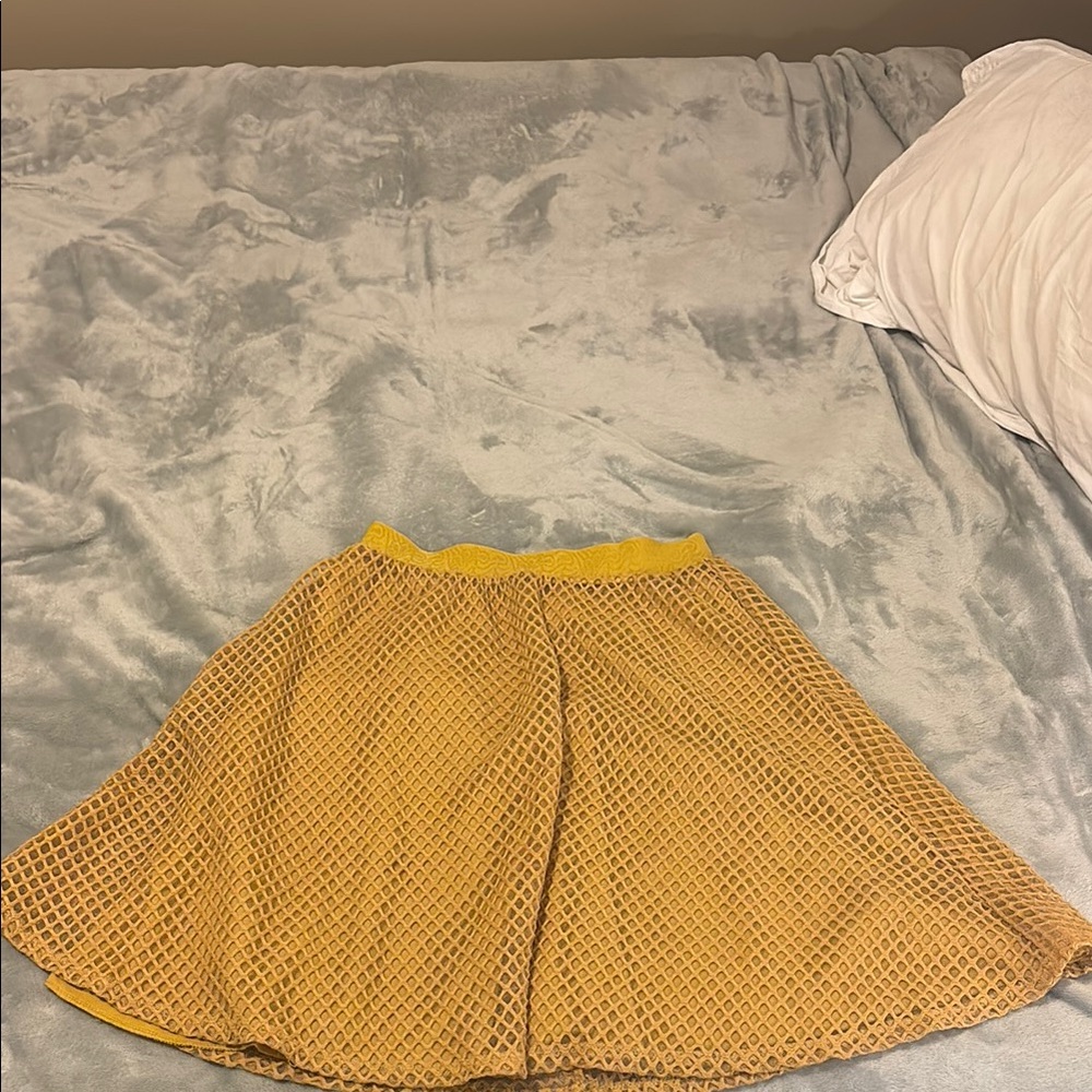 Metro Wear Yellow Gold Skater Skirt Knee-Length Casual